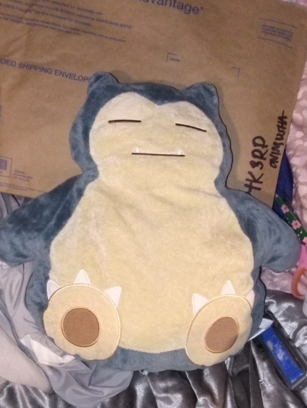 Pokemon Snorlax Plush Pillow in Blue and Cream